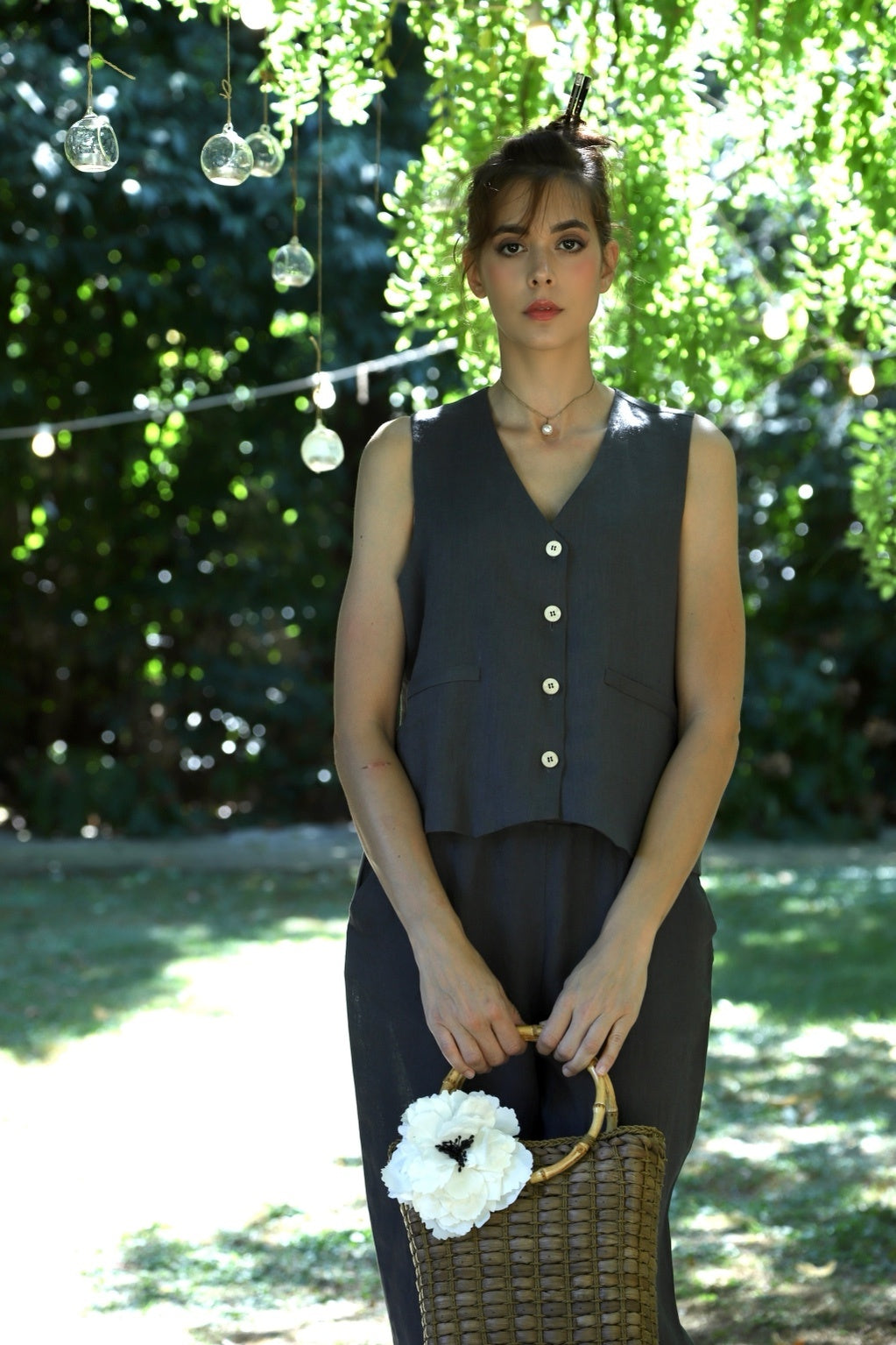 Gilet Lino Cameo Rose - Fiorile 2314